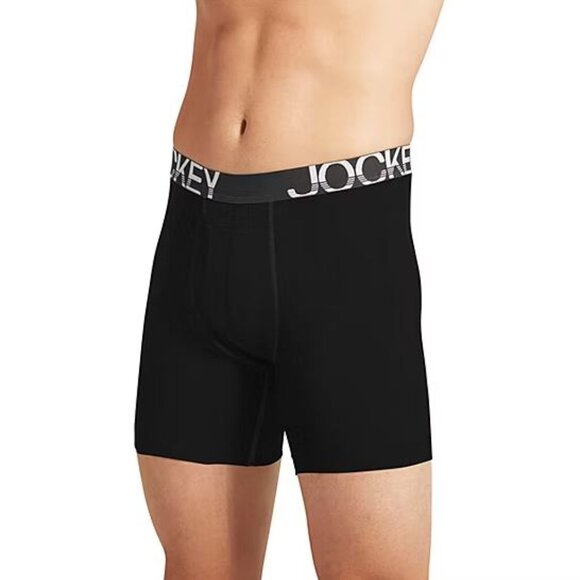 Men's 3-Pack Jockey Cotton Stretch Long-Leg 7" Inseam Boxer Briefs Black Size XL - Picture 5 of 5